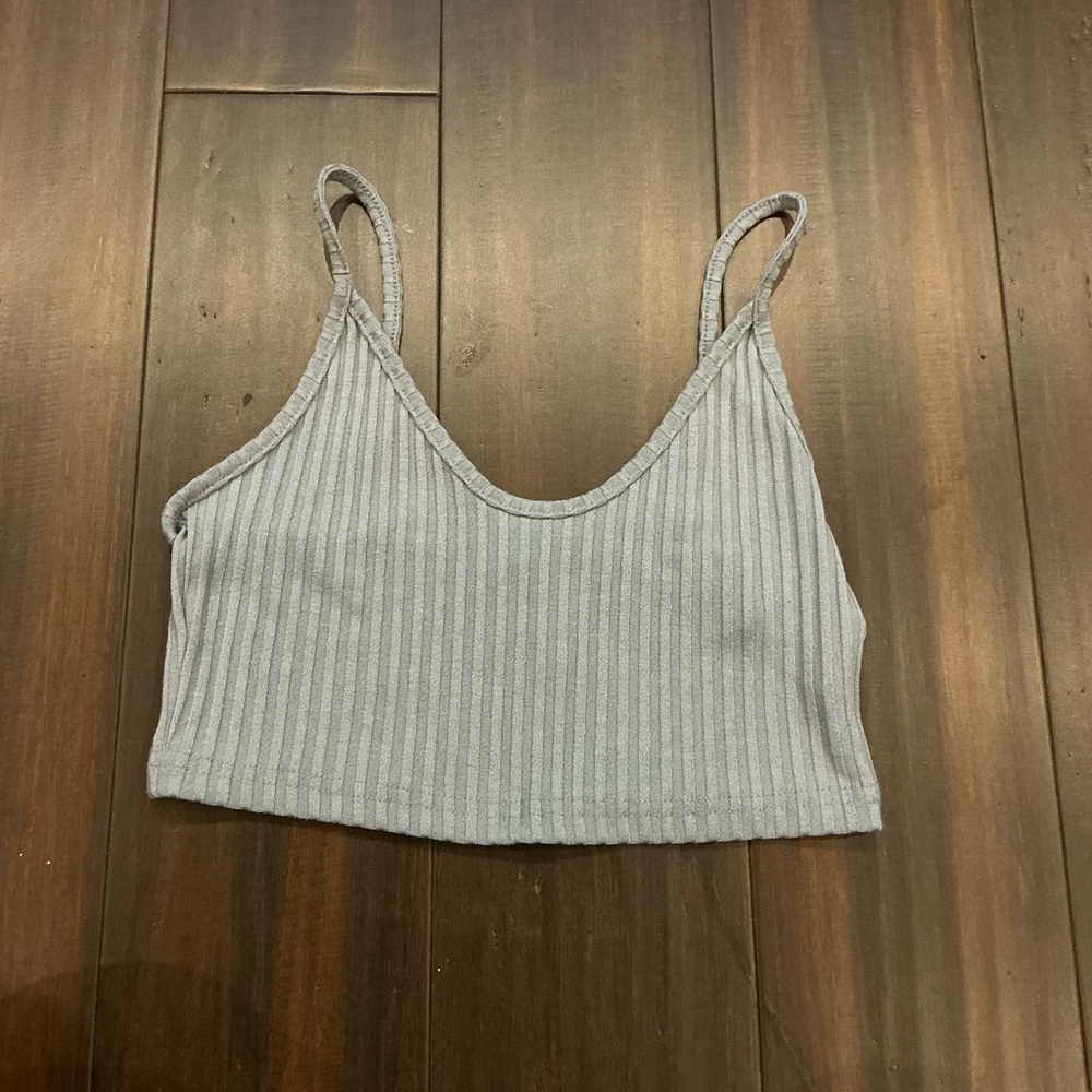 Gray Ribbed Women's Crop Top